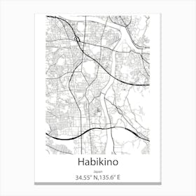 Habikino,Japan Minimalist Map Canvas Print