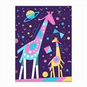 Giraffes In Space Canvas Print
