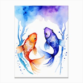 Twin Goldfish Watercolor Painting (39) Canvas Print