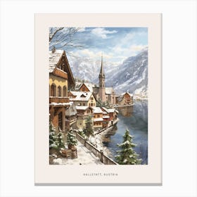 Vintage Winter Poster Hallstatt Austria 1 Canvas Print