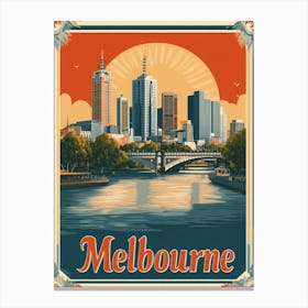 Aihrgdesign A Retro Travel Poster For Melbourne Featuring The 87db6ec1 22e8 49a5 882f Bc5179939180 3 Canvas Print