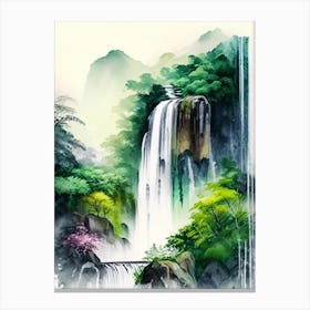 Shifen Waterfall, Taiwan Water Colour  (2) Canvas Print