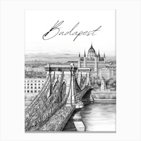 Budapest Monochrome Cityscape Canvas Print