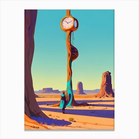 Clock In The Desert Canvas Print