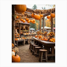 An Old Style Fall Fair Set Amid The Heart Of A Golden Hued Forest The Venue Is Bedecked With Lively (6) Canvas Print