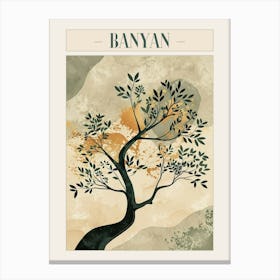 Banyan Tree Minimal Japandi Illustration 2 Poster Canvas Print