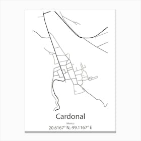 Cardonal,Mexico Minimalist Map Canvas Print