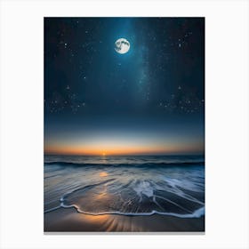 Moon Over The Ocean-Reimagined Canvas Print