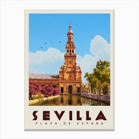 Sevilla Spain Travel Poster Canvas Print