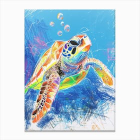 Sea Turtle Crayon Ocean Doodle 1 Canvas Print
