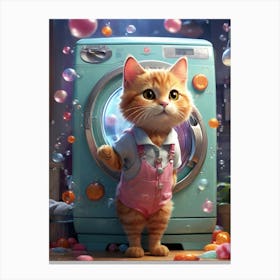 Cat In The Washing Machine 1 Canvas Print