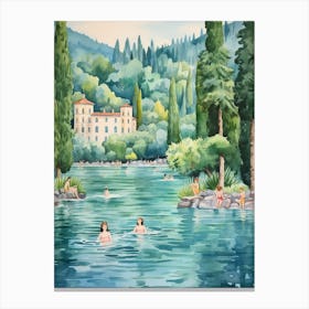 Swimming In Lake Como Italy 2 Watercolour Canvas Print
