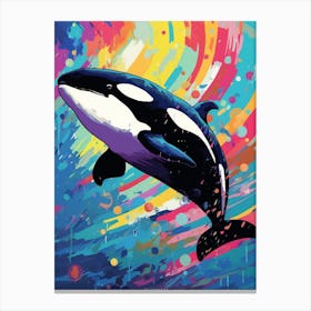 Colourful Brushstrokes Orca Whale Canvas Print