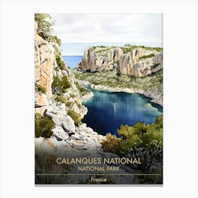 Calanques National Park France Watercolour 4 Canvas Print