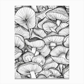 Mushroom Pattern In Black And White Canvas Print