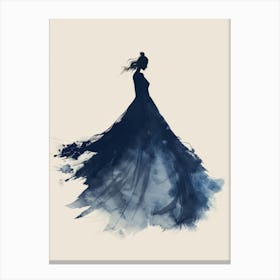 Woman In A Blue Dress 1 Canvas Print