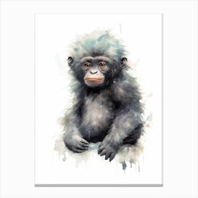 Baby Gorilla Art Watercolour Nursery 7 Canvas Print