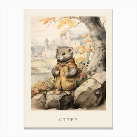 Beatrix Potter Inspired  Animal Watercolour Otter 1 Canvas Print