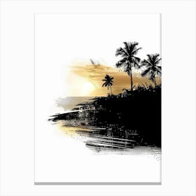 Sunset With Palm Trees 4 Canvas Print