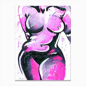 Pink And Purple Curvy Female Nude Canvas Print