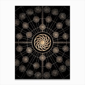Geometric Glyph Radial Array in Glitter Gold on Black n.0285 Canvas Print