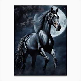 Horse In The Moonlight 6 Canvas Print