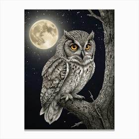 Owl At Night 6 Canvas Print