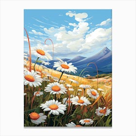 Daisy Wilfflower In A Field In South Western Style (1) Canvas Print