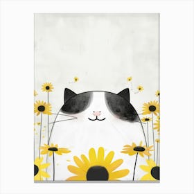 Cat In Sunflowers Canvas Print