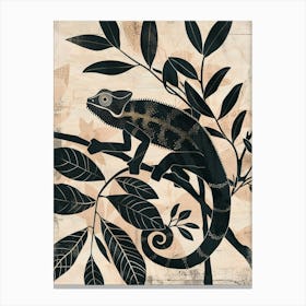 Black Chameleon Tree Silhouette 1 Canvas Print