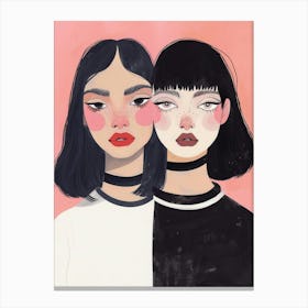 Two Girls With Black Hair Canvas Print