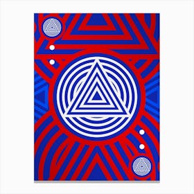 Geometric Abstract Glyph in White on Red and Blue Array n.0100 Canvas Print