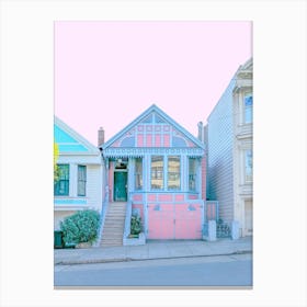 Gingerbread Painted Lady Pink House In San Francisco Canvas Print