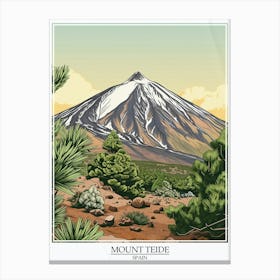 Mount Teide Spain Color Line Drawing 7 Poster Canvas Print