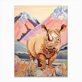Colourful Flowers & Rhino 3 Canvas Print