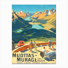 Muottas Muragl Bahn, Engadin, Switzerland Canvas Print