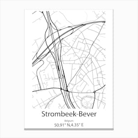 Strombeek Bever,Belgium Minimalist Map Canvas Print