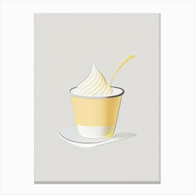 Single Cream Dairy Food Minimal Line Drawing Canvas Print