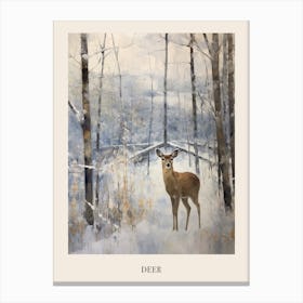 Vintage Winter Animal Painting Poster Deer 1 Canvas Print