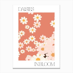 Daisies In Bloom Flowers Bold Illustration 4 Canvas Print