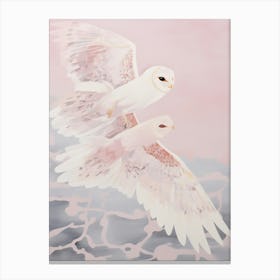 Pink Ethereal Bird Painting Barn Owl 2 Canvas Print