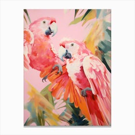 Pink Ethereal Bird Painting Macaw 8 Canvas Print