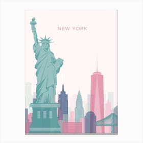 Pink And Teal New York Skyline Canvas Print