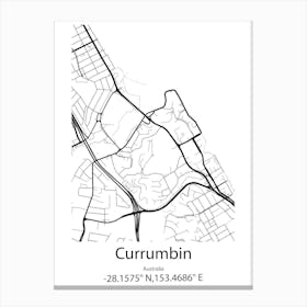 Currumbin,Australia Minimalist Map Canvas Print