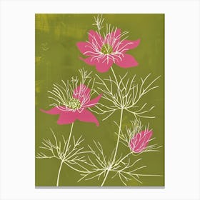 Pink & Green Love In A Mist 5 Canvas Print
