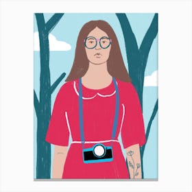 Girl In Forest Canvas Print