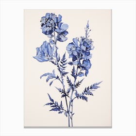 Blue Botanical Aconitum 2 Canvas Print