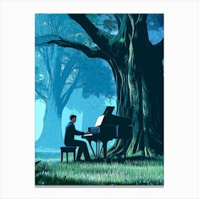 Playing Piano In Forest Toile