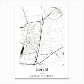 Gerzat,France Minimalist Map Canvas Print