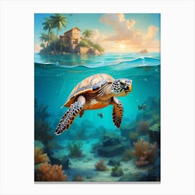 Sea Turtle In The Ocean Canvas Print